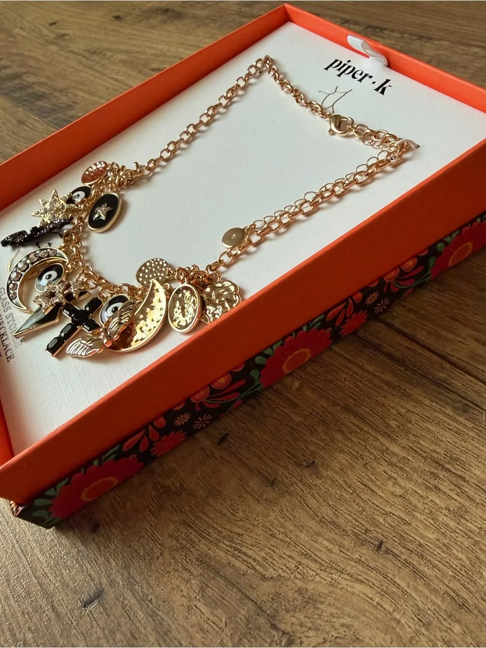NWT Piper K Halloween Charm Necklace | Spooky Gothic Bat Moon Star Spells